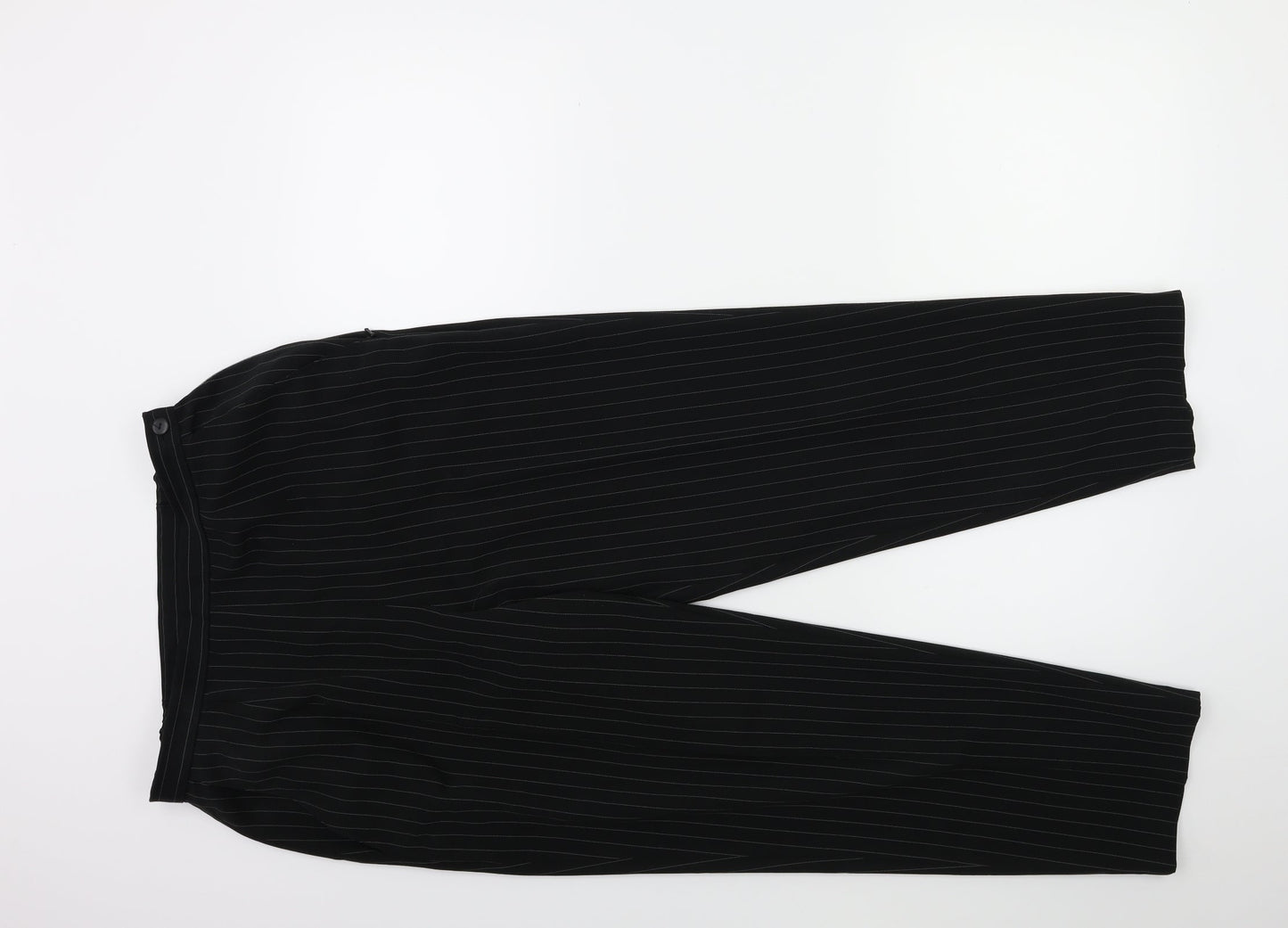 Marks and Spencer Womens Black Striped  Trousers  Size 14 L27 in