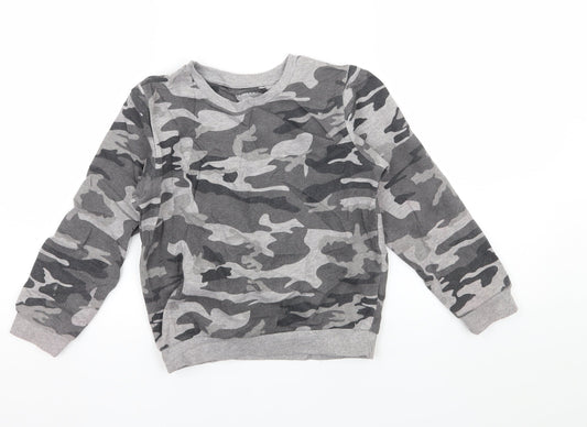 Primark Girls Grey Camouflage Jersey Pullover Sweatshirt Size 7-8 Years