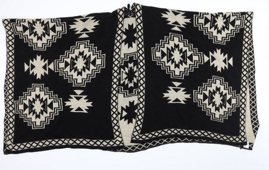New Image Womens Black Geometric Knit  Shawl/Wrap