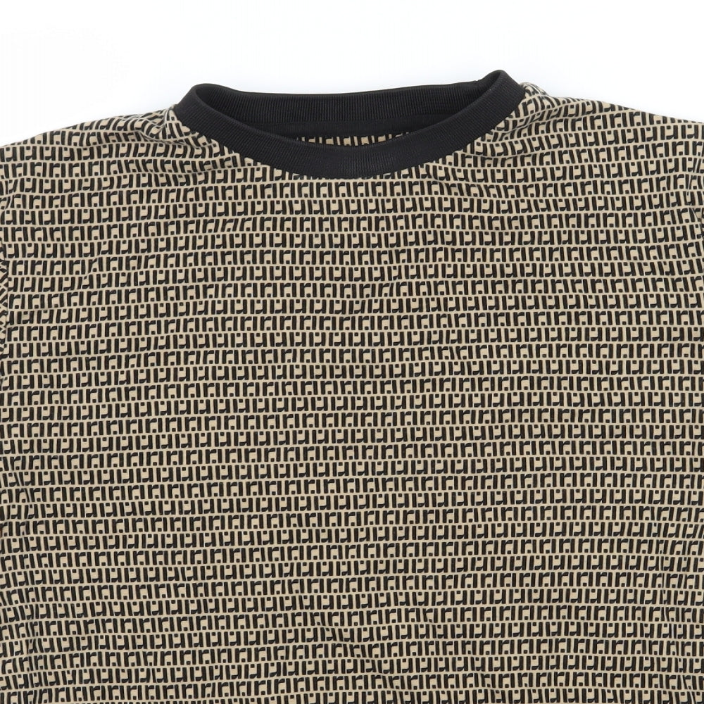 River Island Womens Brown Geometric Jersey Basic T-Shirt Size XS