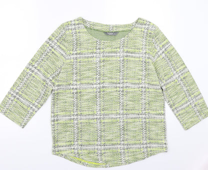Preloved Nugmeg Womens Green Check  Basic T-Shirt Size 12 - Front