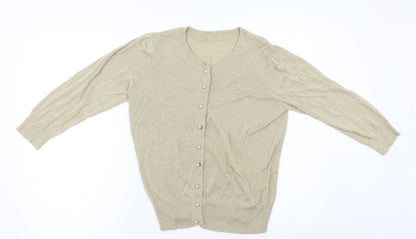Preloved BHS  Womens Beige   Cardigan Jumper Size 16 - Front
