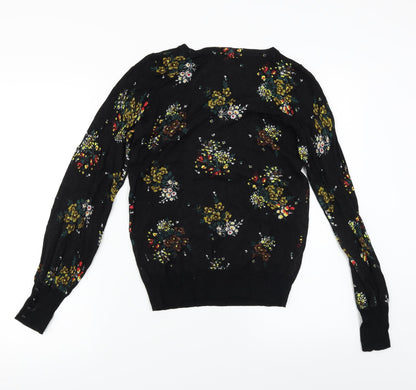 Preloved NEXT  Womens Black Floral  Pullover Jumper Size 6 - Back