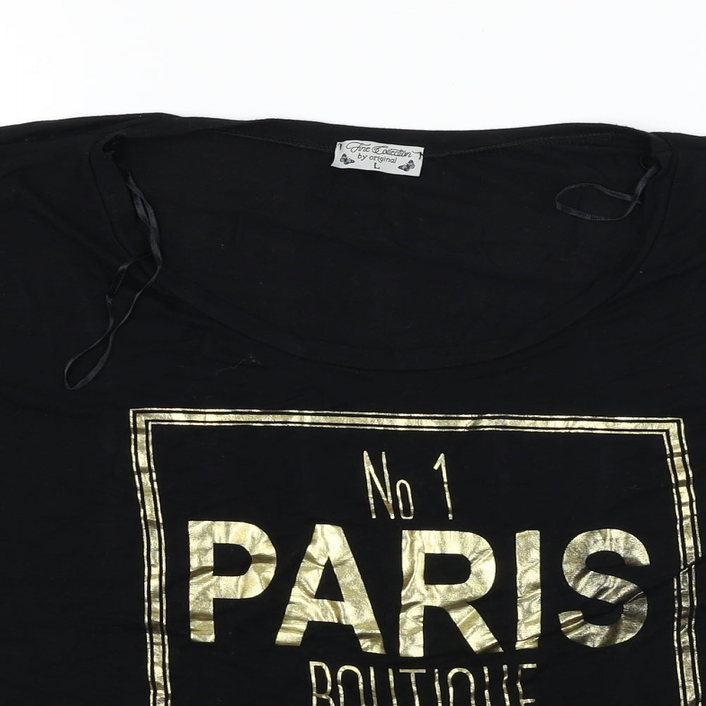 fine collection Womens Black   Basic T-Shirt Size L