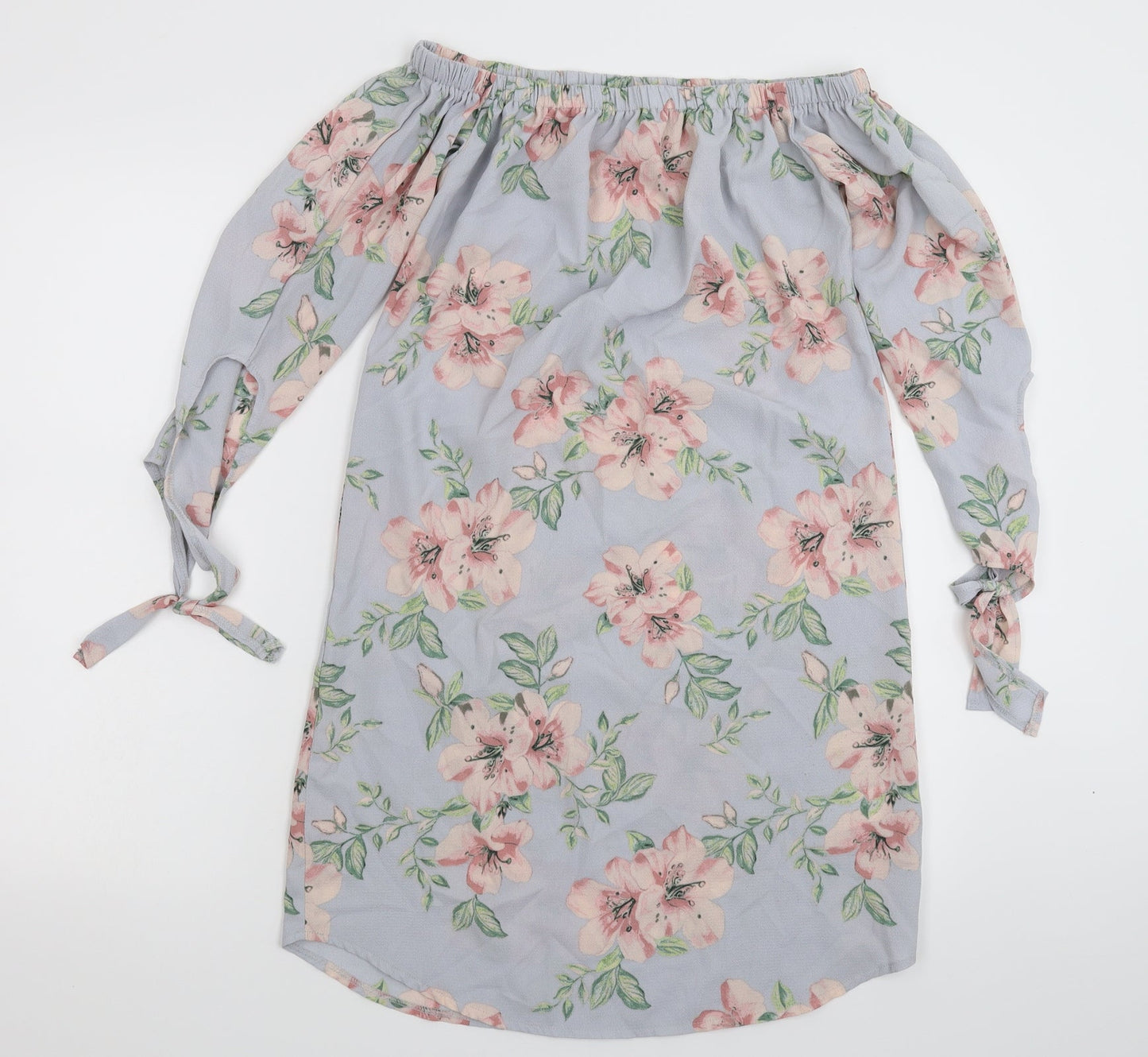 New Look Womens Grey Floral  Basic Blouse Size 8