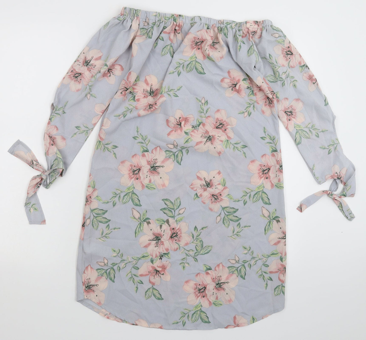New Look Womens Grey Floral  Basic Blouse Size 8