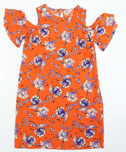 Preloved Pep&Co Womens Orange Floral  Mini  Size 8 - Front