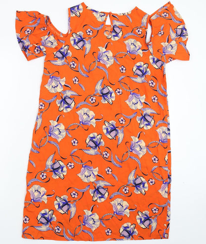 Preloved Pep&Co Womens Orange Floral  Mini  Size 8 - Back