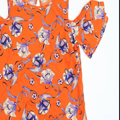Preloved Pep&Co Womens Orange Floral  Mini  Size 8 - Detail