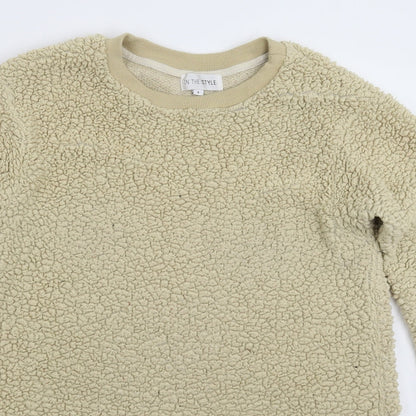 Preloved In the Style Womens Beige  Fleece Pullover Sweatshirt Size 8  - Oversized - Detail