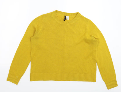 Preloved Divided Womens Yellow  Knit Pullover Jumper Size M - Front