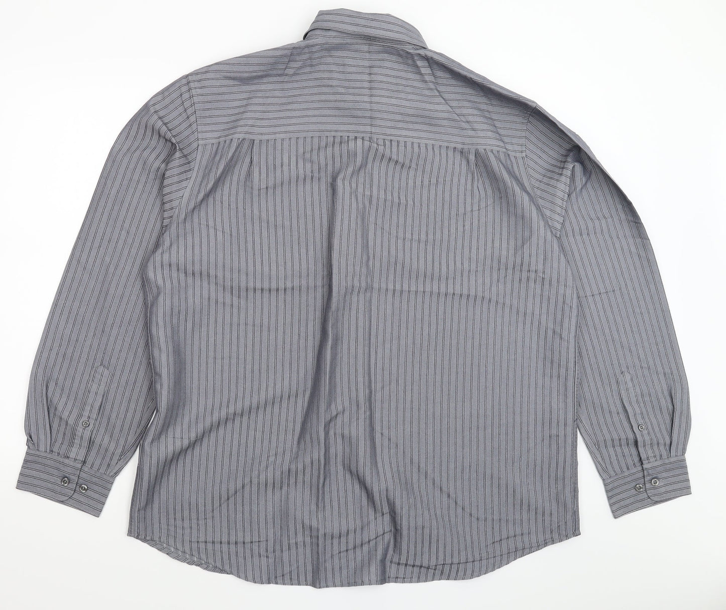 M&Co Mens Grey Striped   Dress Shirt Size XL