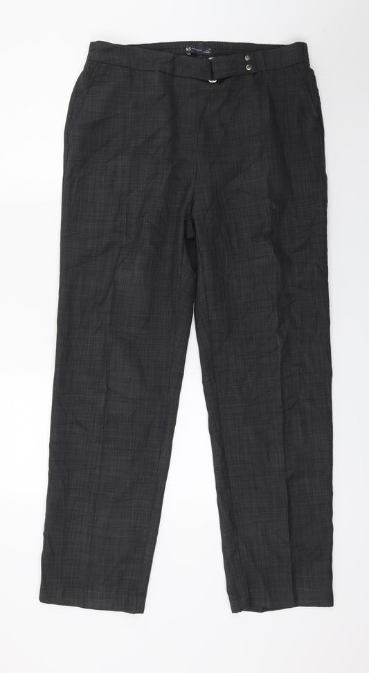 Marks and Spencer Womens Grey Check  Trousers  Size 14 L27 in