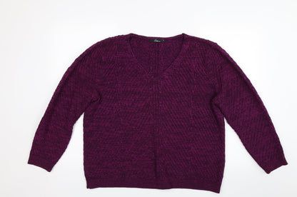 Bonmarché Womens Purple Knit Pullover Jumper Size M