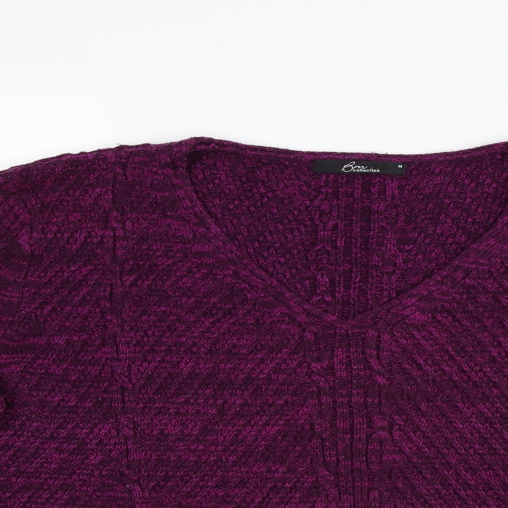 BM Womens Purple  Knit Pullover Jumper Size M