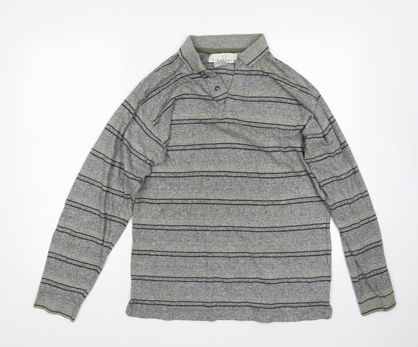 Rinnovato Mens Grey Striped   Polo Size S