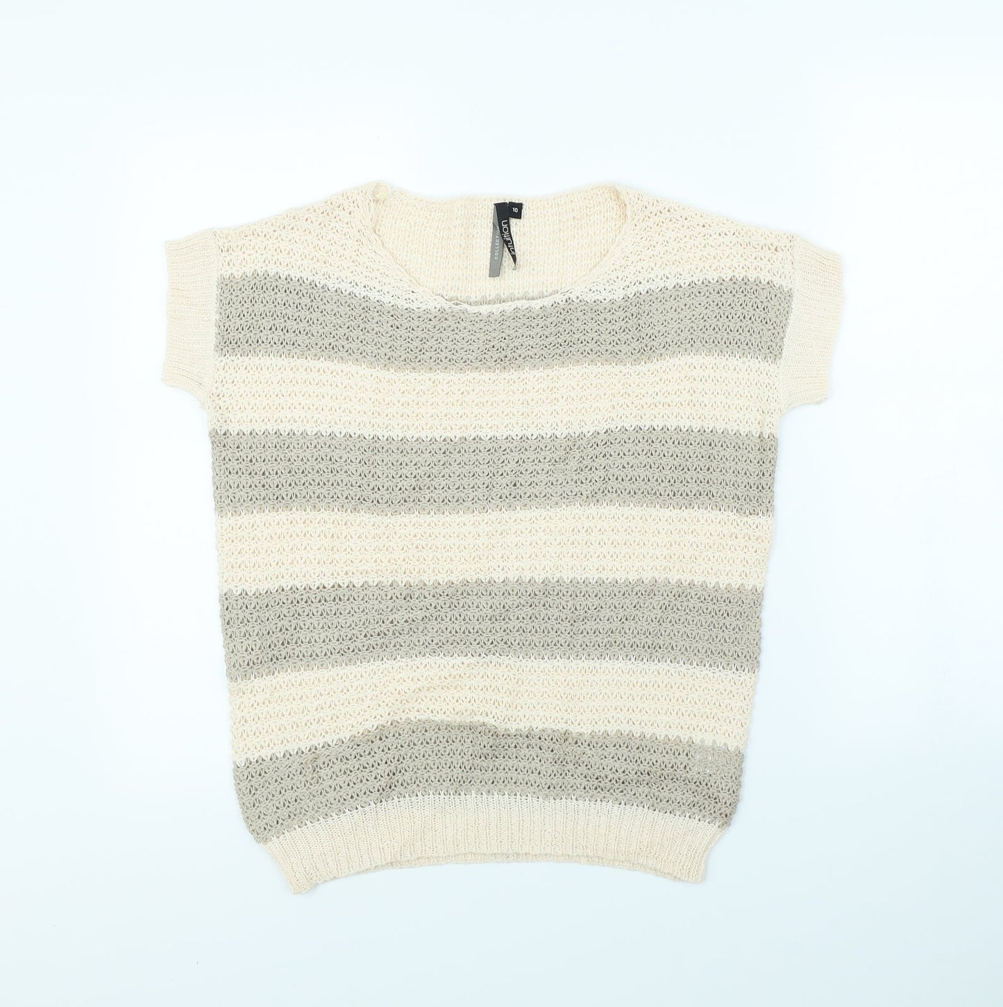intuition Womens Beige Striped  Pullover Jumper Size 10