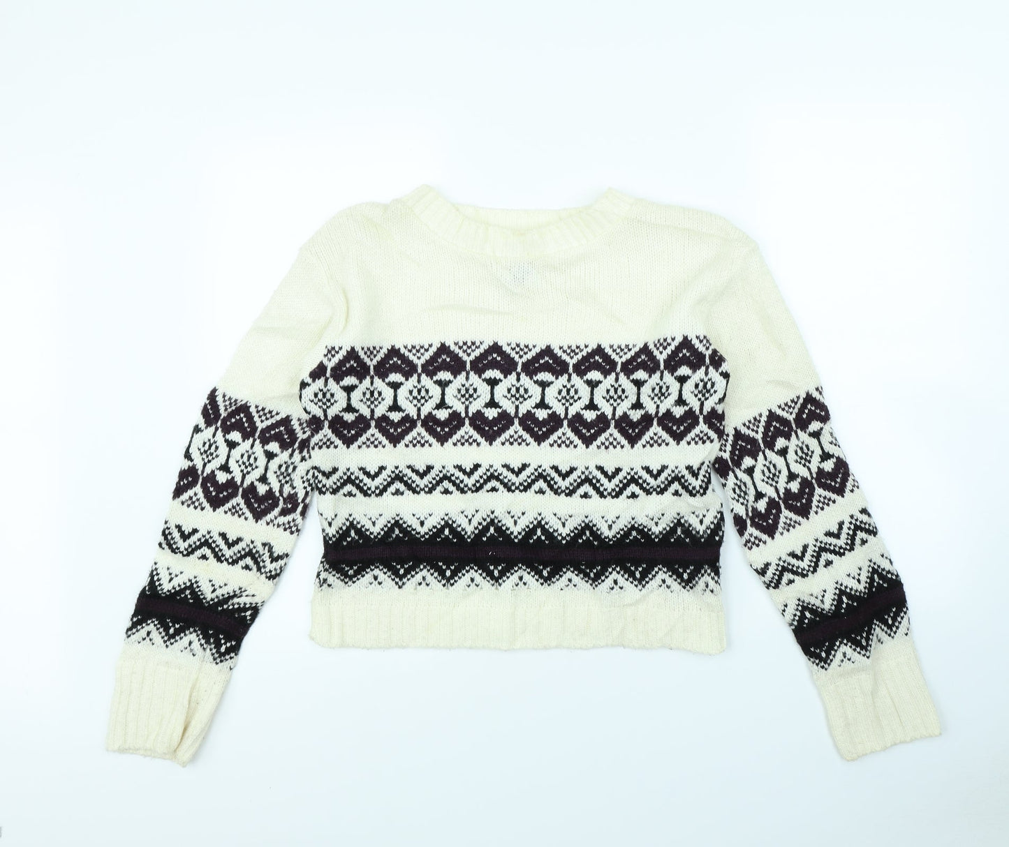 Madonna Womens Beige Striped  Pullover Jumper Size S
