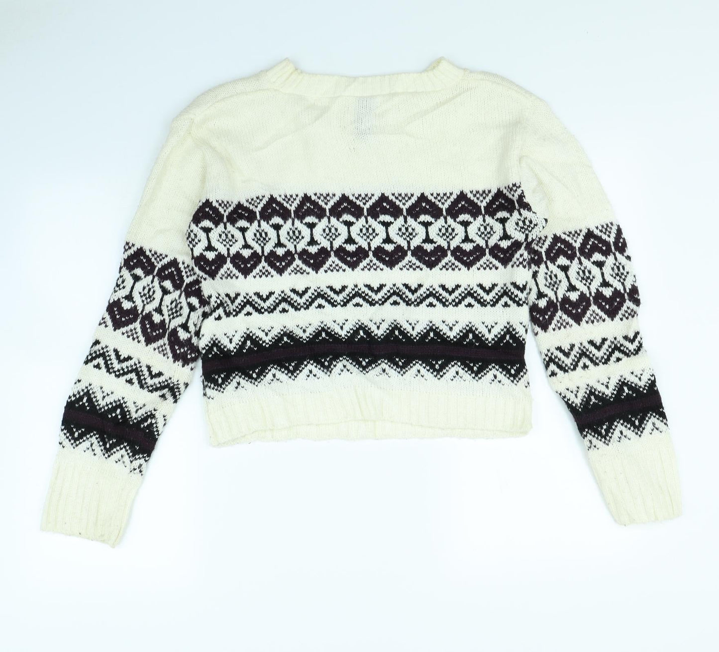Madonna Womens Beige Striped  Pullover Jumper Size S