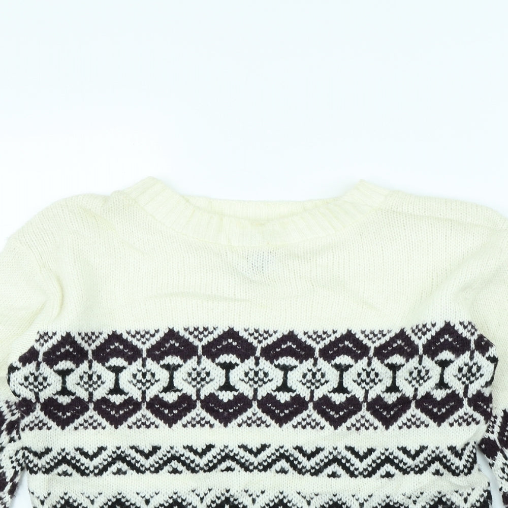 Madonna Womens Beige Striped  Pullover Jumper Size S