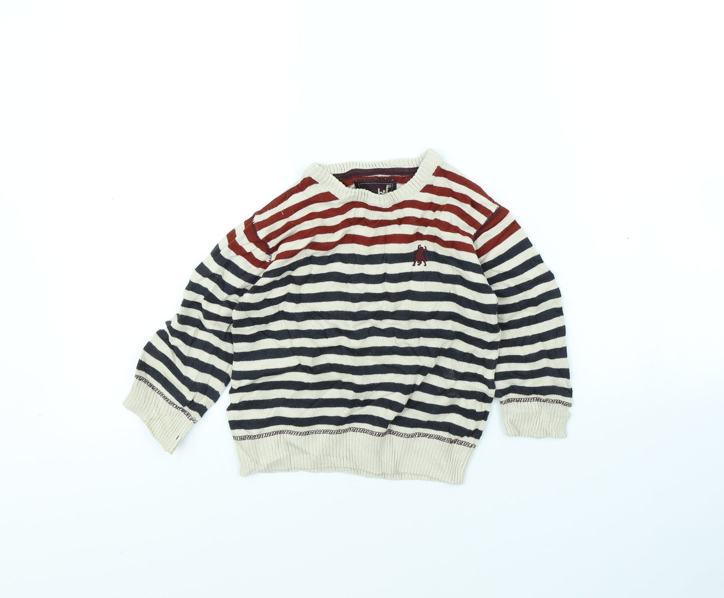 Rebel Boys Beige Striped  Pullover Jumper Size 3 Years
