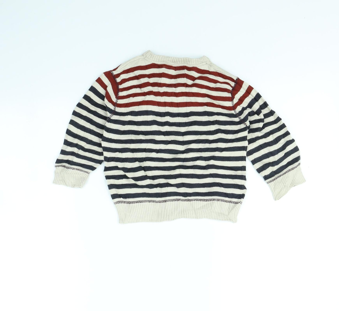 Rebel Boys Beige Striped  Pullover Jumper Size 3 Years