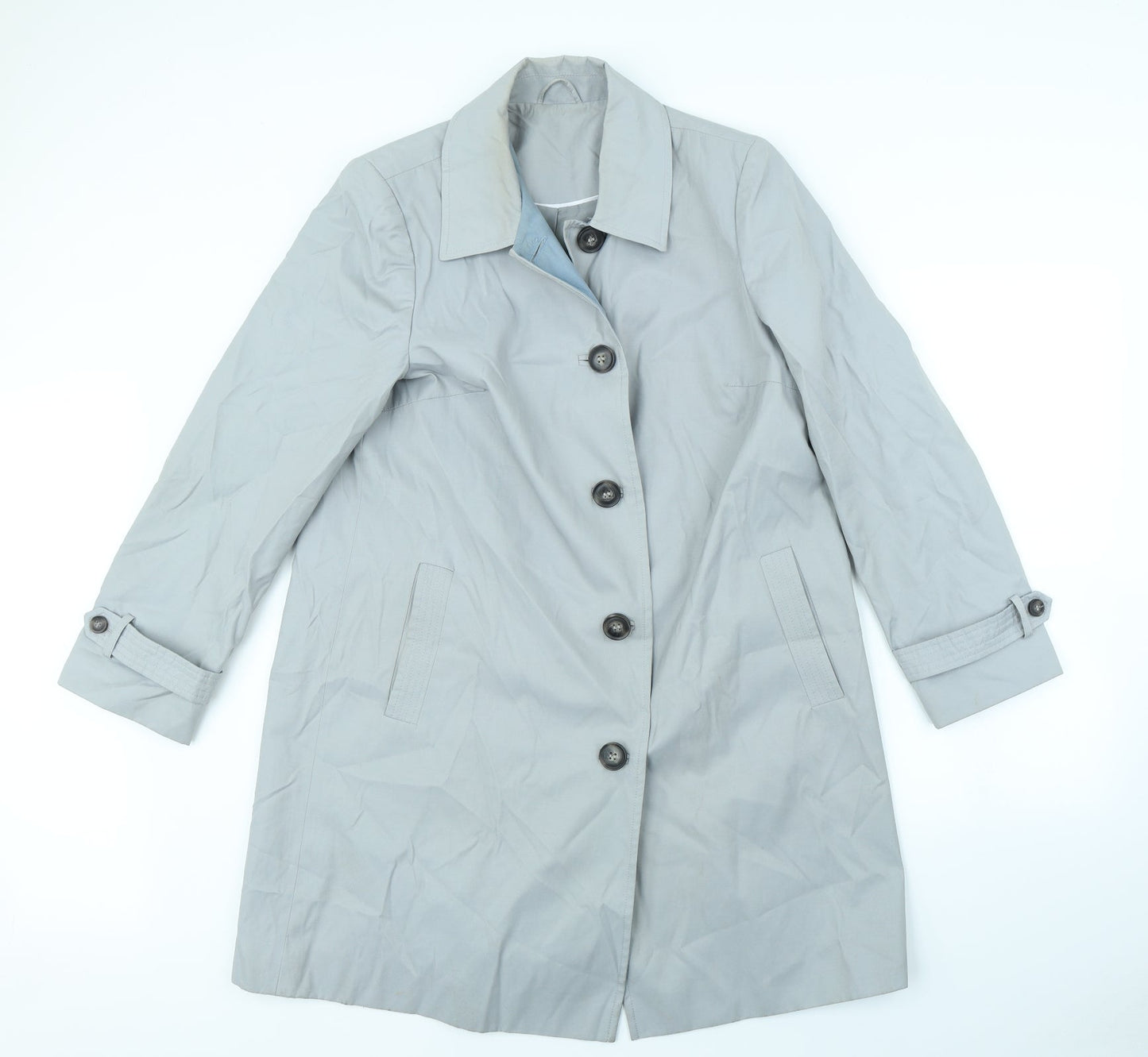 Preworn Womens Grey   Overcoat Coat Size 14