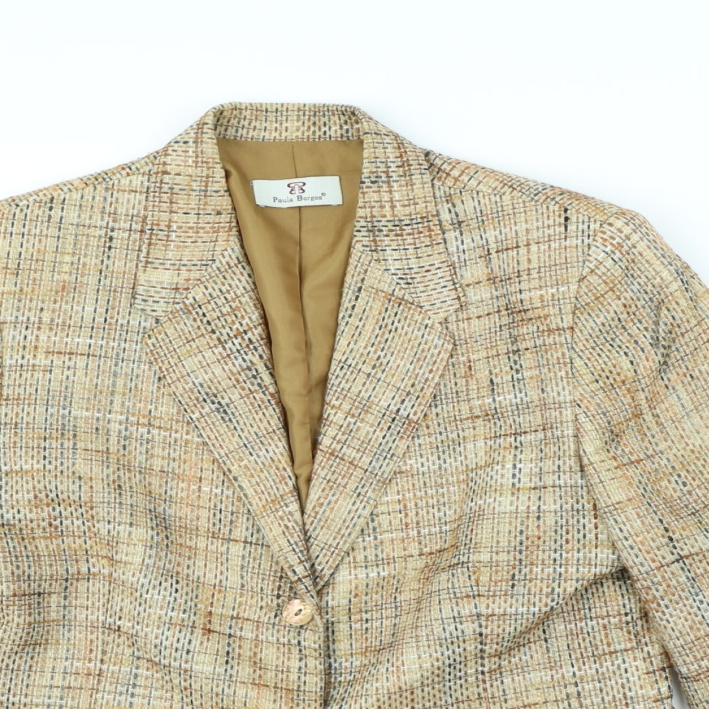 Paula Borges Womens Beige   Jacket  Size 14  - shoulder pads