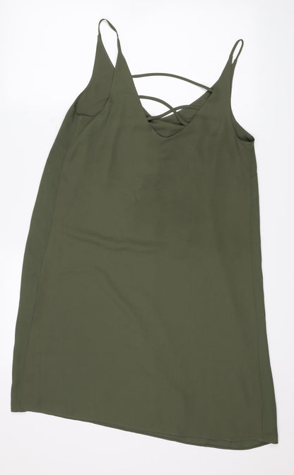 Back view of Papaya women’s green shift, size UK 12