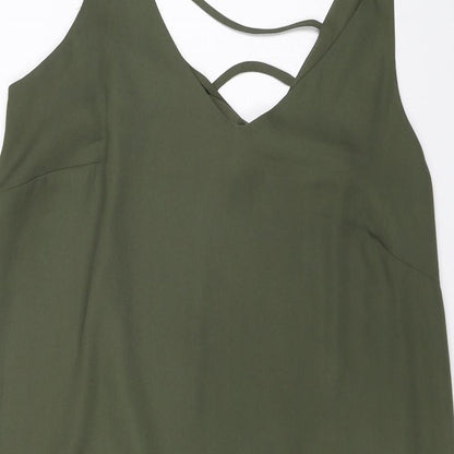 Close-up detail of Papaya women’s green shift, size UK 12