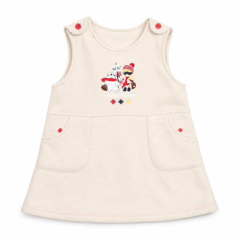 Pick Ouic Girls Ivory   Pinafore/Dungaree Dress  Size 18 Months