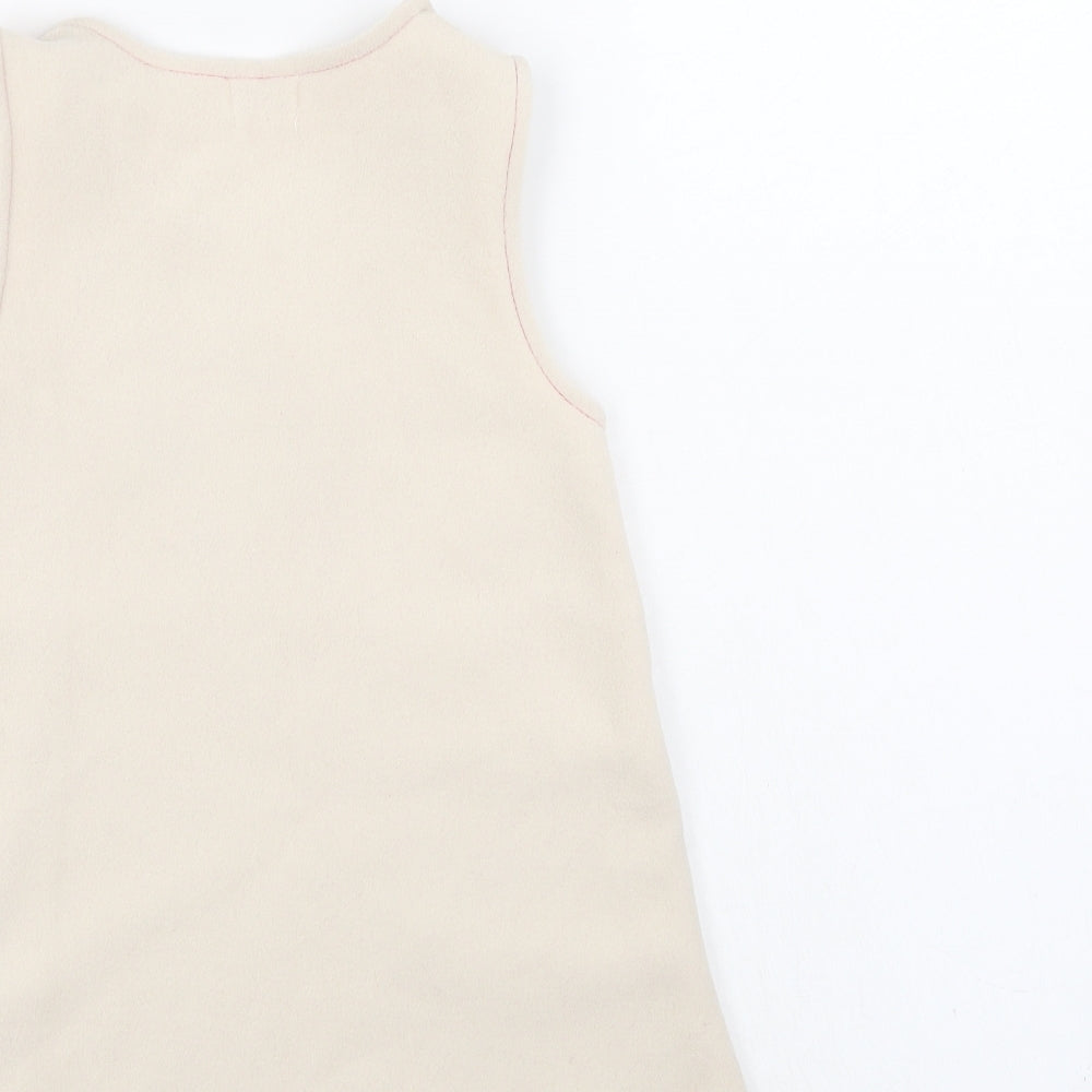 Pick Ouic Girls Ivory   Pinafore/Dungaree Dress  Size 18 Months