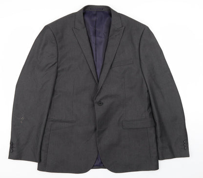 Preloved NEXT Mens Grey Striped  Jacket Suit Jacket - Front