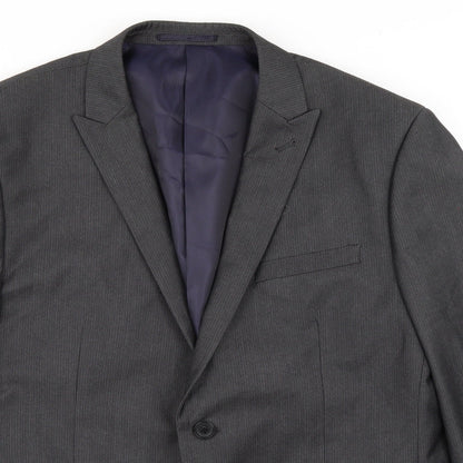 Preloved NEXT Mens Grey Striped  Jacket Suit Jacket - Detail