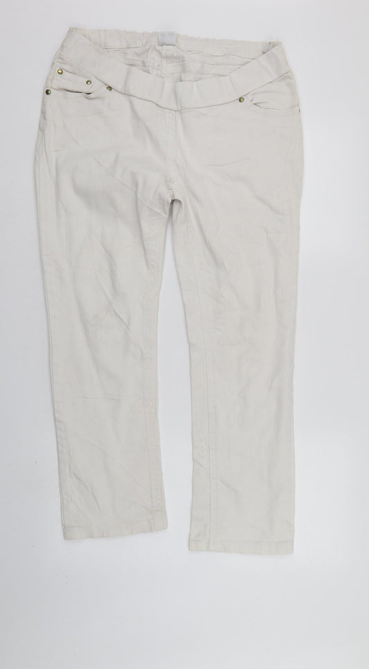 Moda Womens White  Denim Skinny Jeans Size 14 L27 in