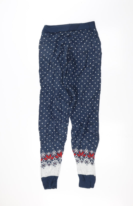 ASOS Womens Blue Polka Dot Knit Sweatpants Trousers Size 8 L26 in