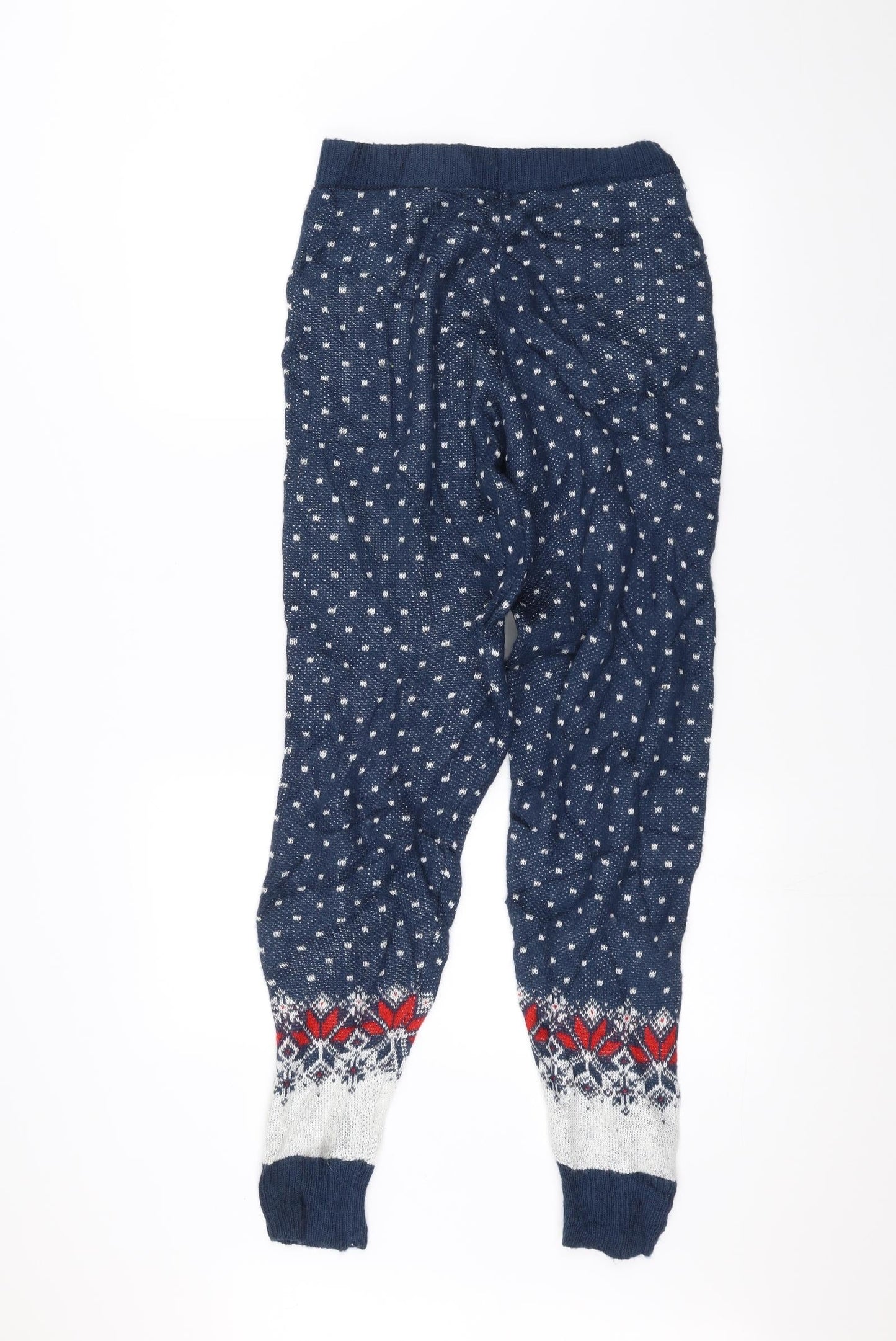 ASOS Womens Blue Polka Dot Knit Sweatpants Trousers Size 8 L26 in