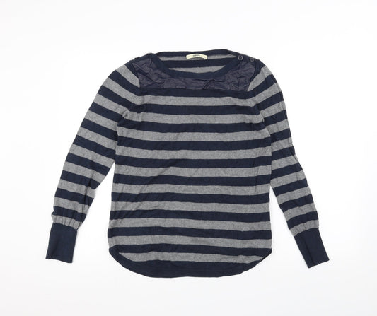 Oasis Womens Grey Striped  Basic T-Shirt Size S
