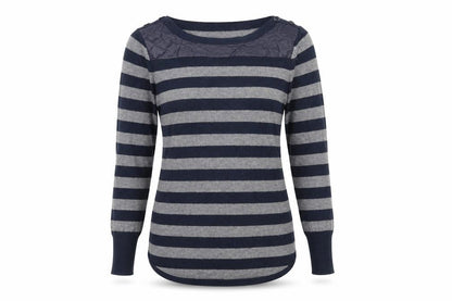 Oasis Womens Grey Striped  Basic T-Shirt Size S