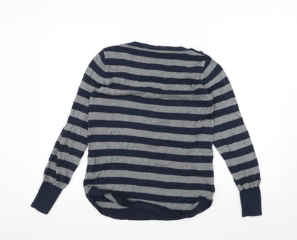 Oasis Womens Grey Striped  Basic T-Shirt Size S