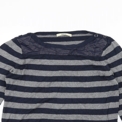 Oasis Womens Grey Striped  Basic T-Shirt Size S