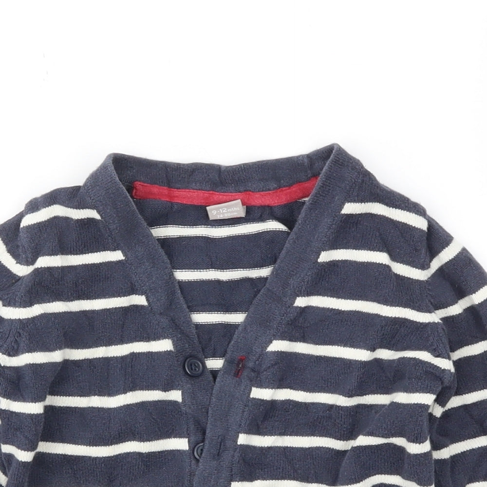 TU Girls Blue Striped  Cardigan Jumper Size 9-12 Months