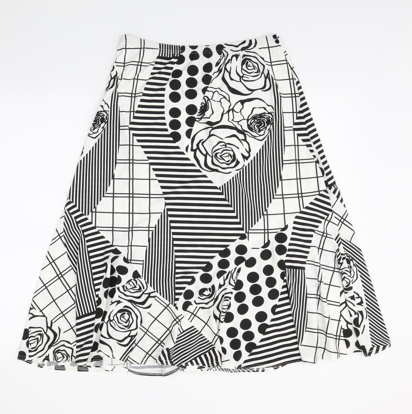 Preworn Womens White Polka Dot  Swing Skirt Size 28 in