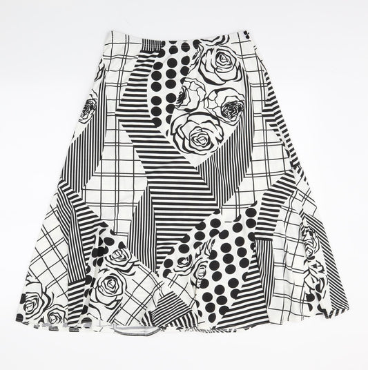 Preworn Womens White Polka Dot  Swing Skirt Size 28 in
