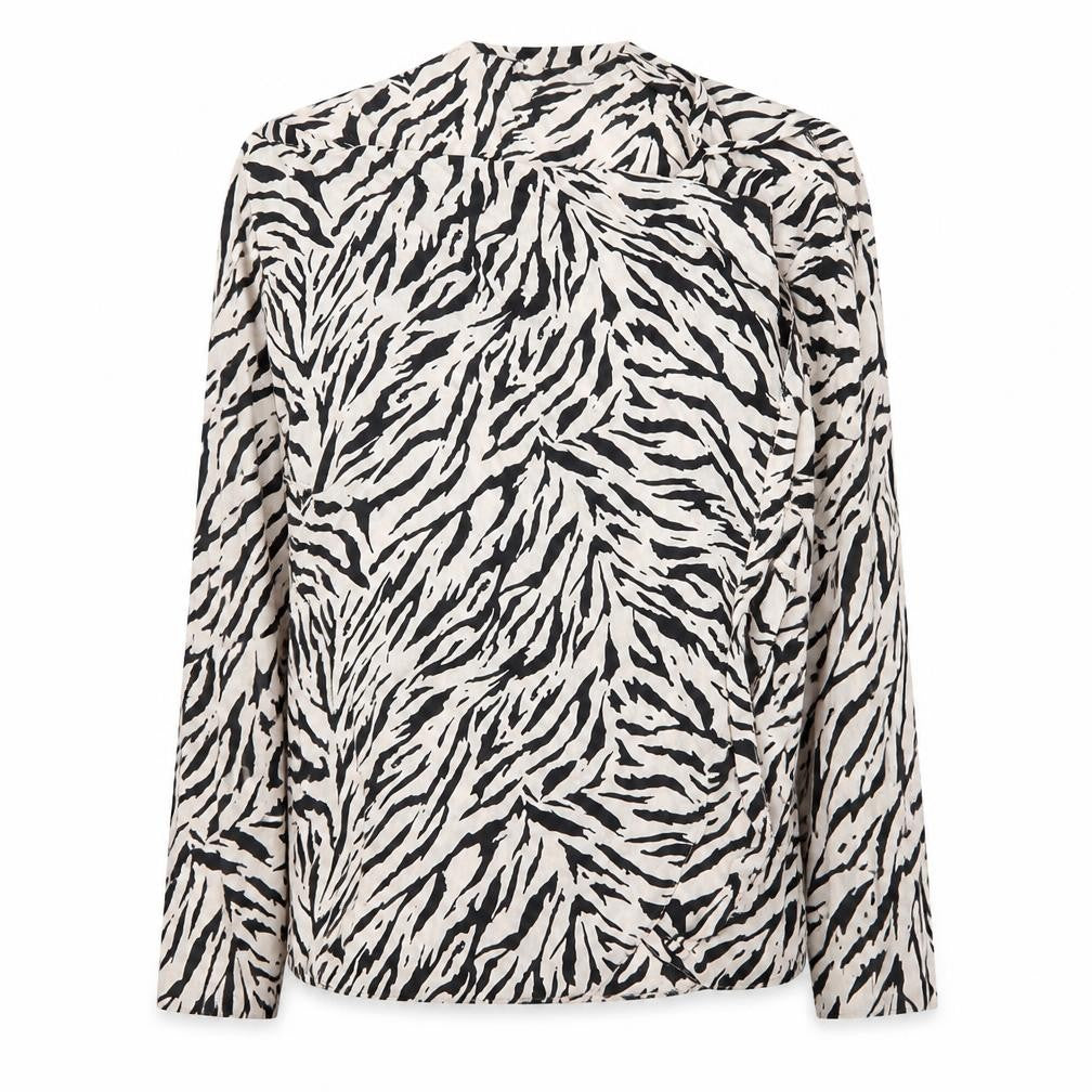 Preworn Womens Black Animal Print  Basic Blouse Size 8  - 9