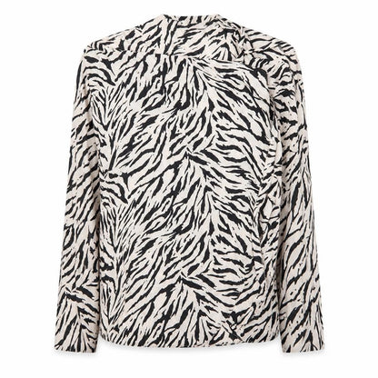 Preworn Womens Black Animal Print  Basic Blouse Size 8  - 9