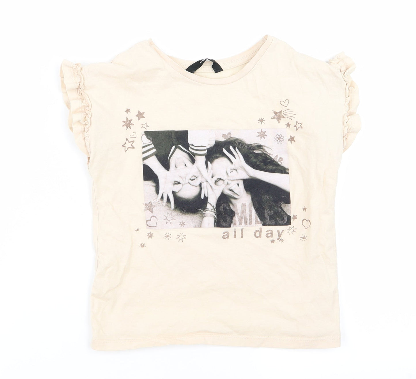 George Girls Beige  Rayon Basic T-Shirt Size 6 Years