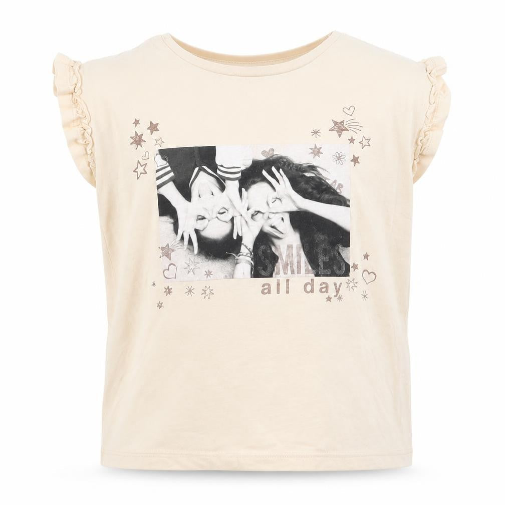 George Girls Beige  Rayon Basic T-Shirt Size 6 Years