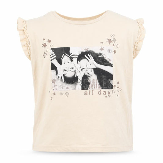 George Girls Beige  Rayon Basic T-Shirt Size 6 Years
