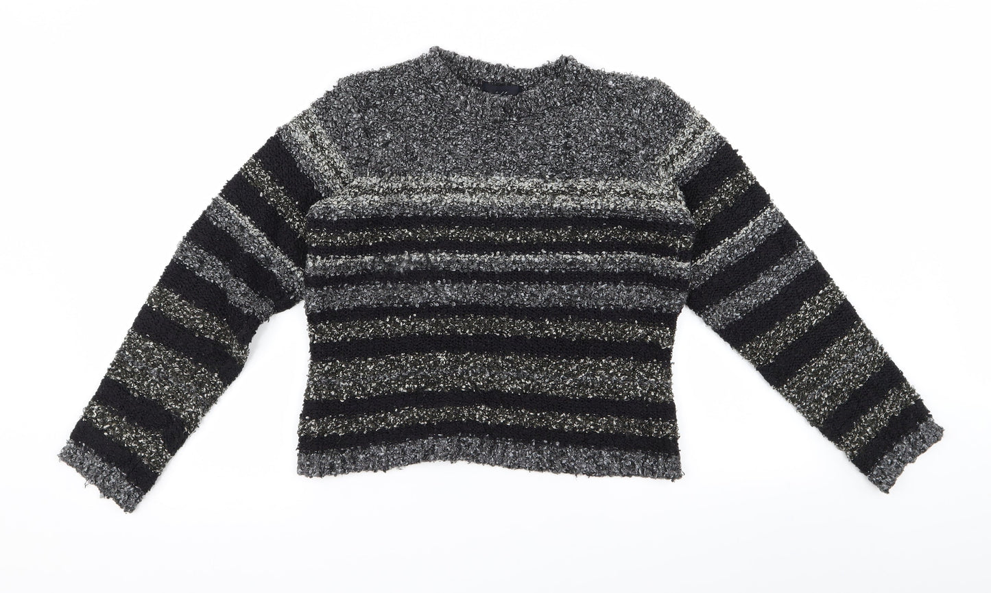 mixin Womens Grey Striped  Pullover Jumper Size M